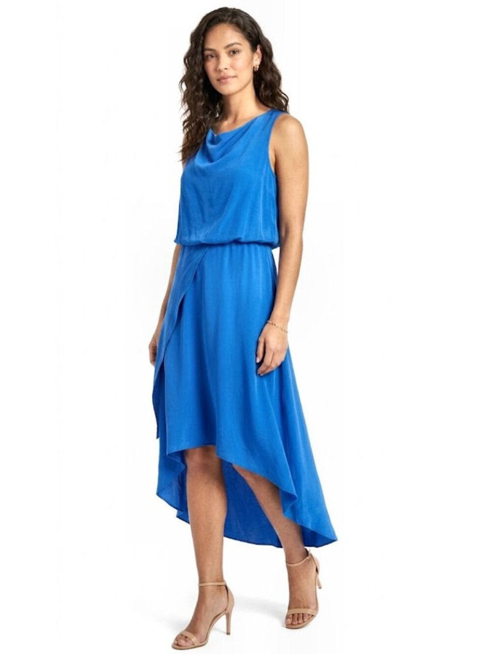 Kobi Halperin 100% Silk Asymmetrical High-Low Cocktail Dress Blue Womens Size 6